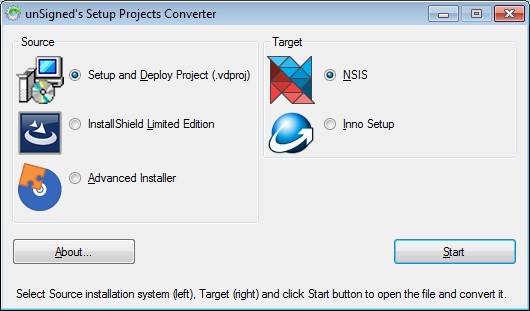SetupProjects Converter - Main window
